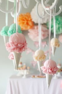 Pick out which colors and patterns that will match your party! Image from http://icingdesignsonline.blogspot.com/2012/05/diy-ruffled-ice-cream-cones.html